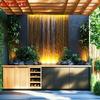 2D Modern Bamboo Water Feature Backdrop Photography Background Banner