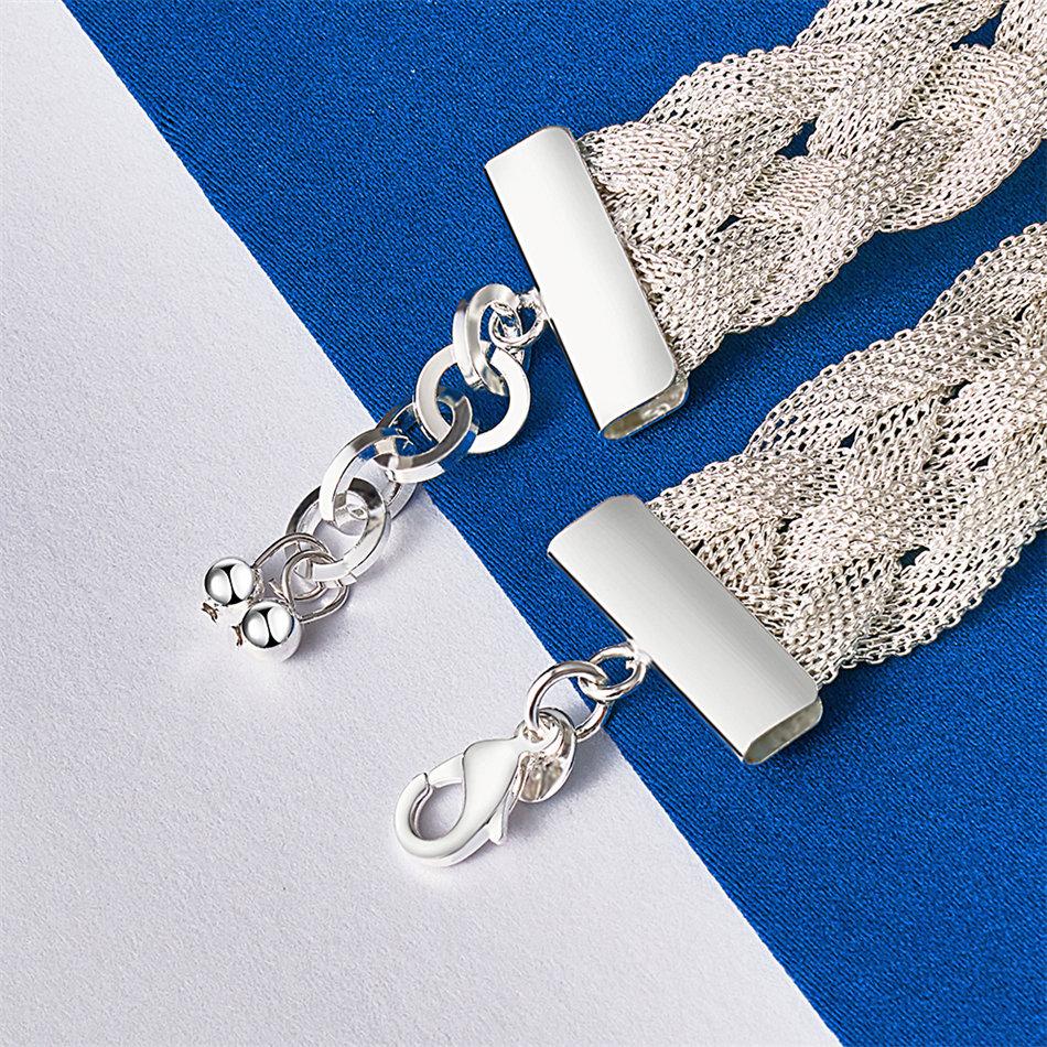 925 sterling silver 8-inch exquisite woven bracelet for men and women, fashionable wedding party jewelry accessories