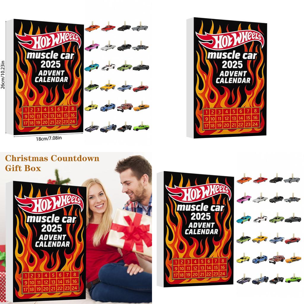 Muscle Car Christmas Advent Calendar With Acrylic Ornaments For Holiday Party Gifts