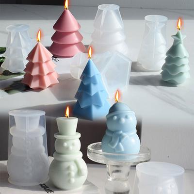 Polygonal Christmas Tree Snow Silicone Candle Mold DIY Snowman Soap Resin Crystal Making Chocolate Mould Christmas Decor Gift
