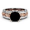 WOSIKATE Vintage 14k Rose Gold Plated Separate Colour Zirconia Ring For Women Colourful Gemstone Finger Ring Fashion Jewellery
