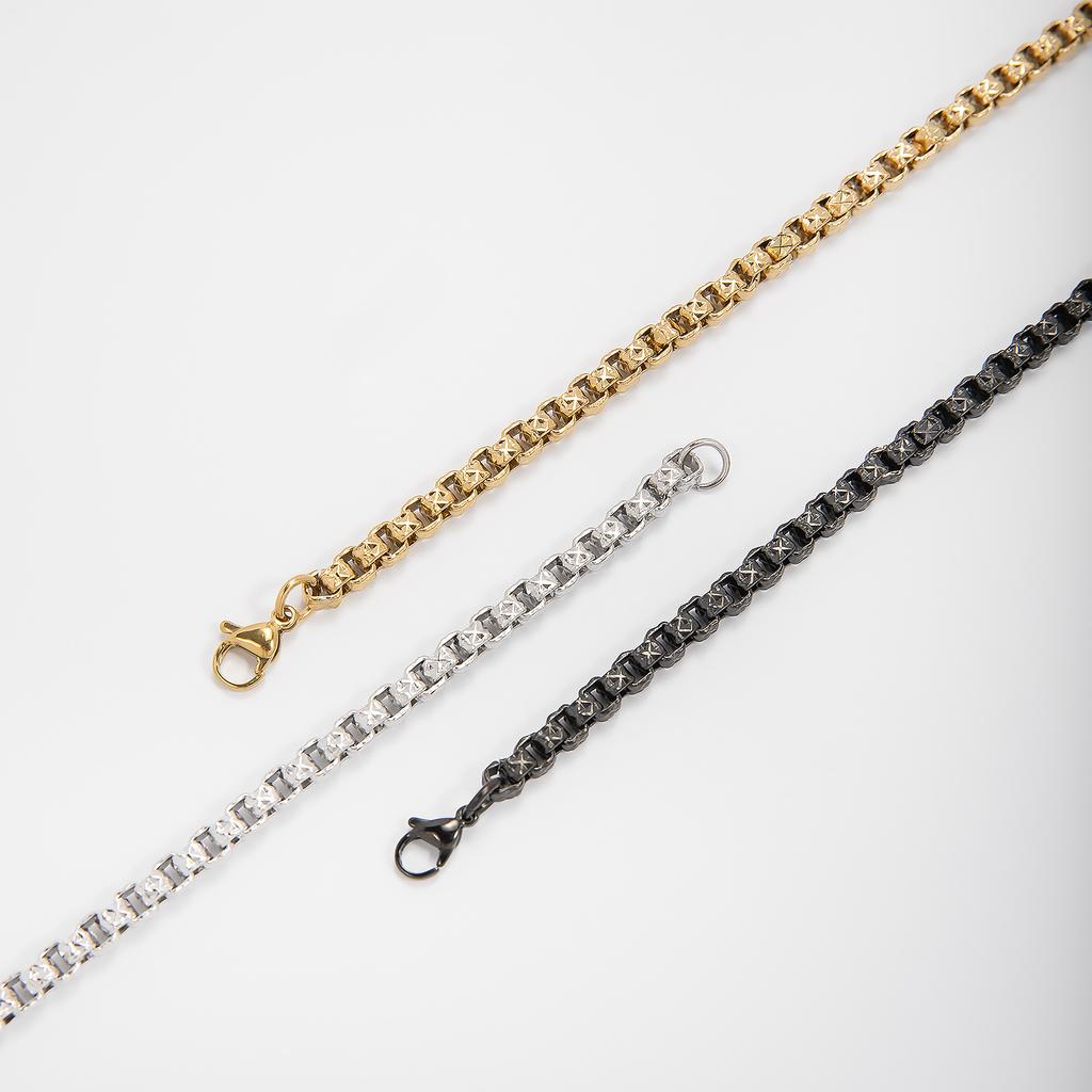 New stainless steel bracelet batch flower box chain light luxury trend simple fashion jewelry chain