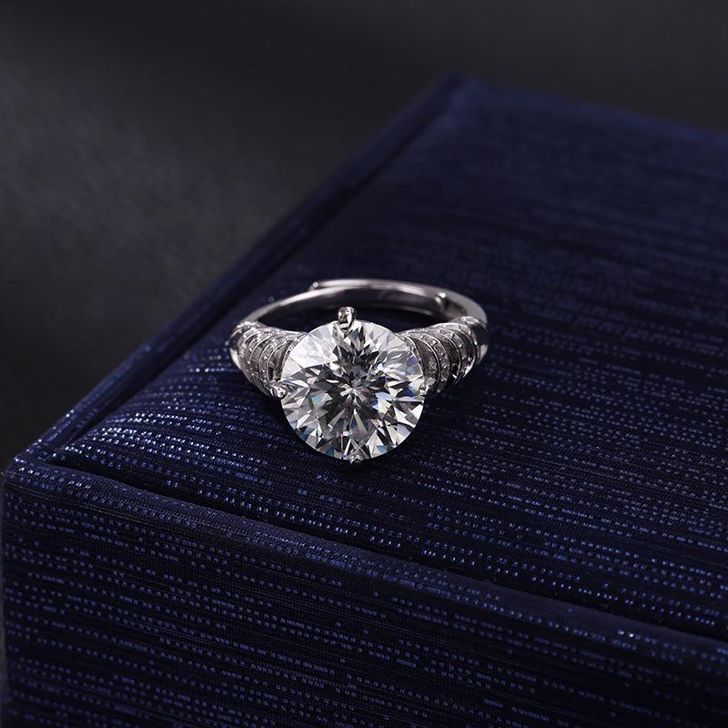 

Блестящее витое кольцо с муассанитом из стерлингового серебра 925 пробы - роскошные европейские и американские ювелирные изделия во французском стиле. Adjustable Open