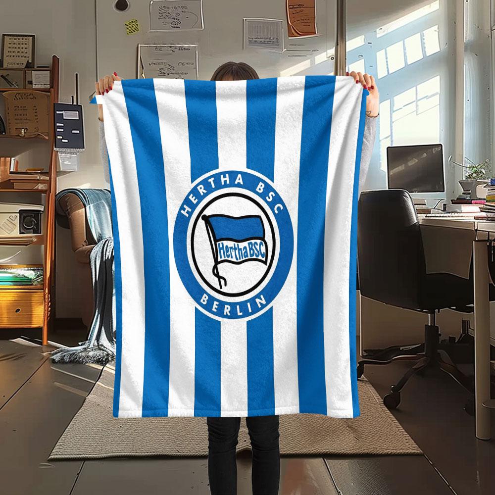 1PC Hertha BSC Patterned Flannel Blanket Suitable For All Seasons for Home Decor Warmth and Comfort Gifts Holiday Present