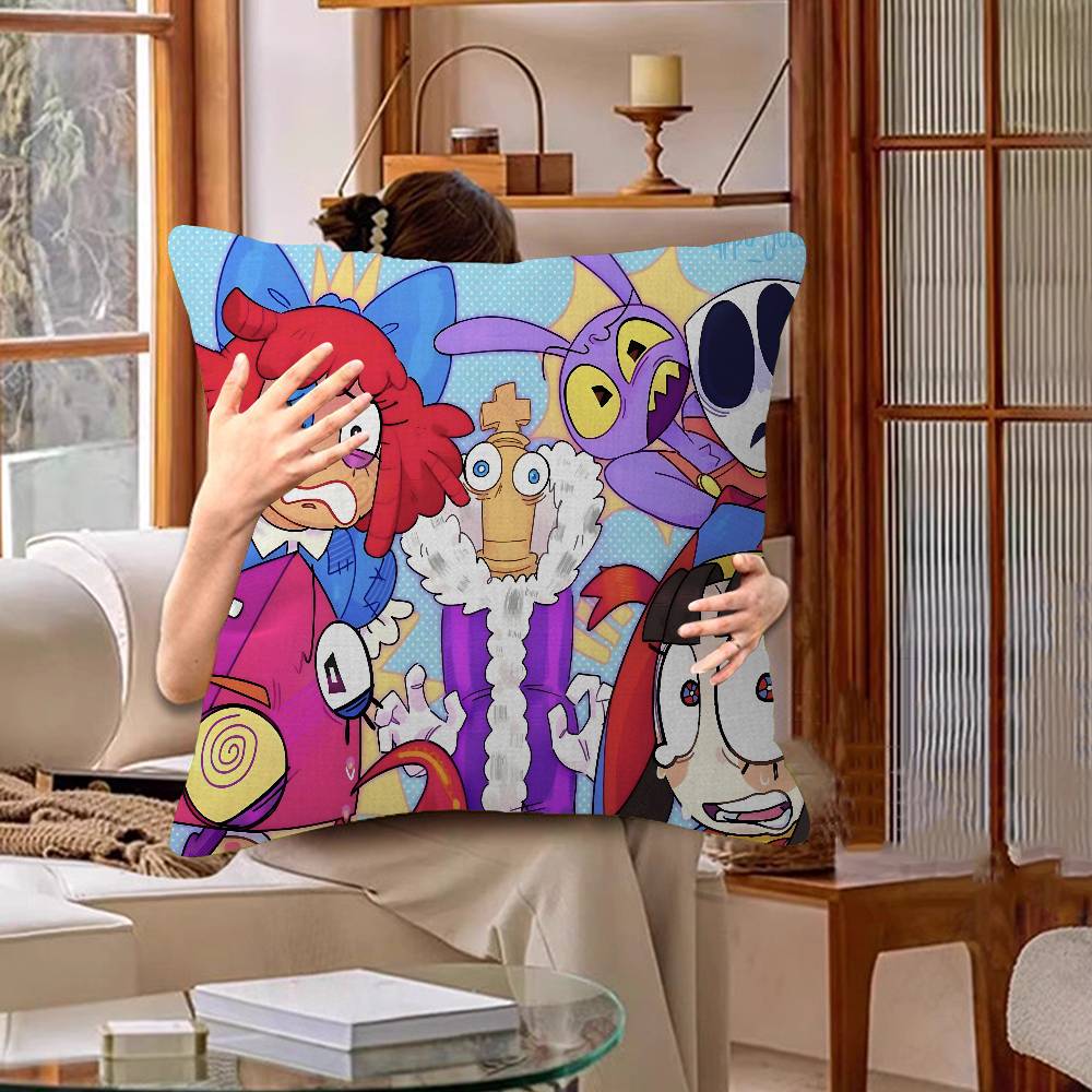 Anime The Amazing Digital Circus Cushion Cover Car Throw Pillow Case For Sofa Car Christmas Gift 40X40Cm 45X45Cm
