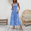 New Fashion Striped Suspender Waist Pendulum Bohemian Dress Women's Clothing