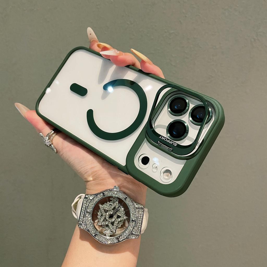 Transparent Case For iPhone 17 Air 16 15 14 Plus 13 12 11 Pro Max For Magsafe Wireless Charge Camera Stand Holder Lens Cover