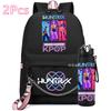 2Pcs/set Anime Cute Kpop Printed Backpack with 750Ml Water Bottler for Teenager Girl Boy Bookbag Kid Gift Large Capacity Travel Bag Rucksak