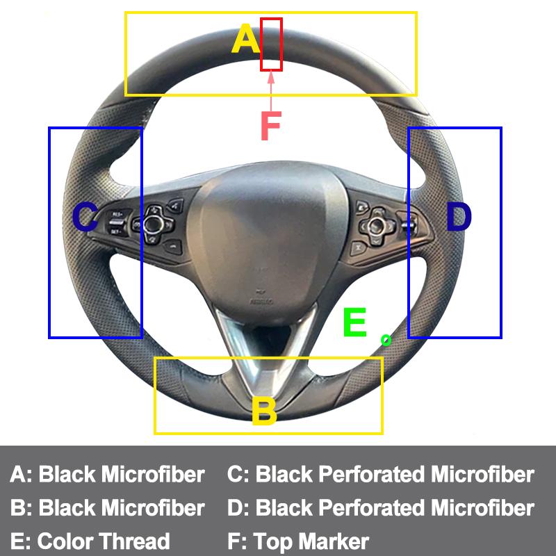 For Opel Astra K 2014-2017 DIY Hand Sewing Car Steering Wheel Cover Customized Non-Slip Microfiber Braid Interior Accessories