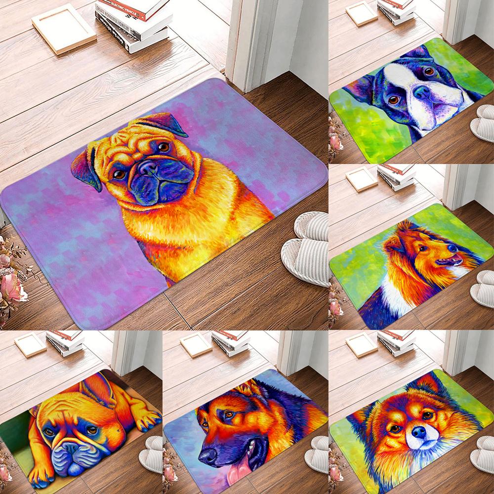 

Противоскользящий коврик для двери, уличный коврик для кухни, гостиной, милый мопс, бульдог, входной коврик