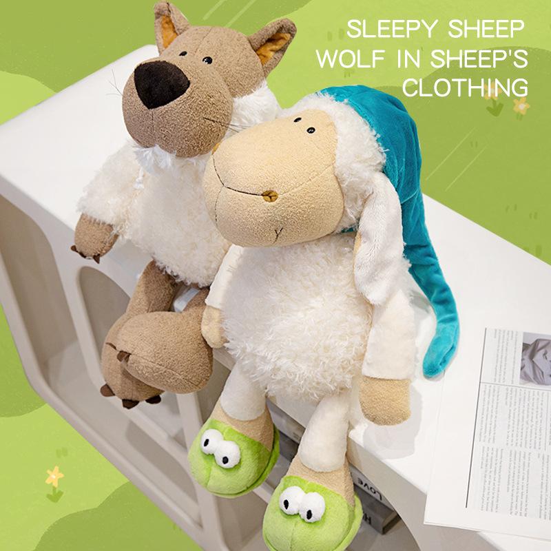 Cute Sleepy Little Wool Toy Nightcap Sheep Doll Children Rag Doll Girl Doll Pillow Holiday Gift