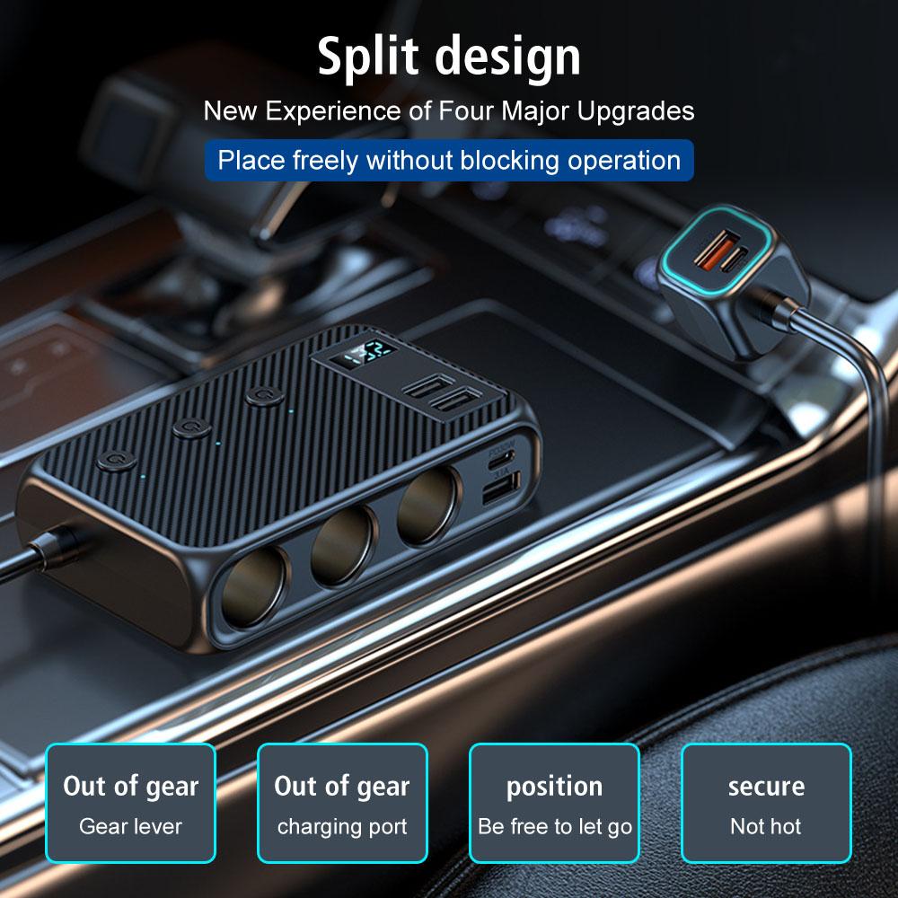 For Phone IPad Splitter Quick Charge 12V 24V Cigarette Lighter 3.0 Car Charger Adapter 4 Port USB Charging Socket 171W