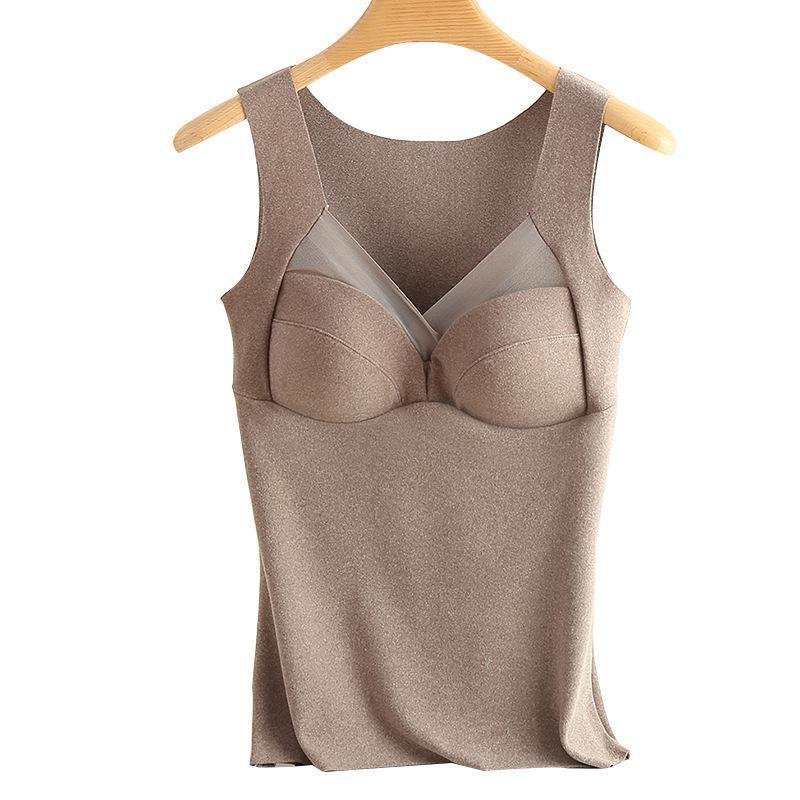 

Женский бесшовный терможилет из флиса со встроенной нагрудной подкладкой для осени и зимы. 3XL коричневый