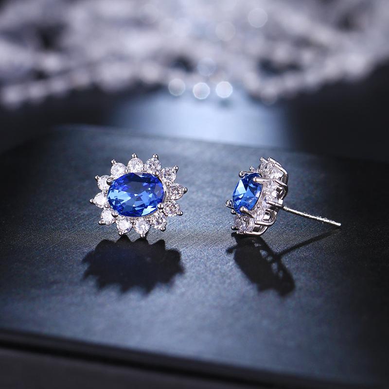 Bettyue Classic Round Design Noble Earring For Women &Girls Fashion Statement Shiny Blue Cubic Zircon Jewelry In Party Gift