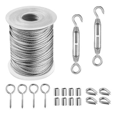 1 Set 15-20M Multifunctional Wire Rope Kit Stainless Steel Cable Tent Cord Hanging Clothesline Outdoor Cable Guardrail Ropes
