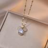 Stainless Steel Big Zircon Cartoon Mouse Head Necklaces for Women Girls Cute Crystal Accessories Gifts for Friends Fans