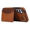 For Samsung Galaxy A55 5G PU Leather Back Case Card Holder Kickstand Phone Cover with Wrist Strap