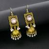 Retro Gemstone Necklace Ring Set, Metal Wind Gold Diamond Fringed Chain Exaggerated Temperament Accessories