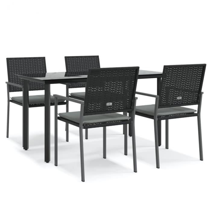 VidaXL Ensemble à manger de jardin 5 pcs coussins résine tressée acier 3187021