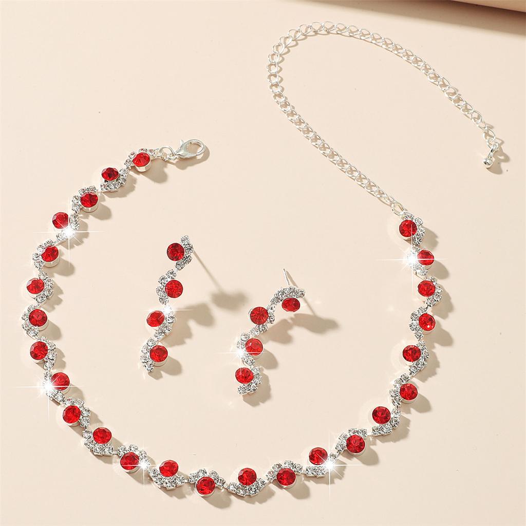 Funkelnde Diamant Kristall Halskette Ohrringe Mode Hochzeitsaccessoires Zweiteiliges Set