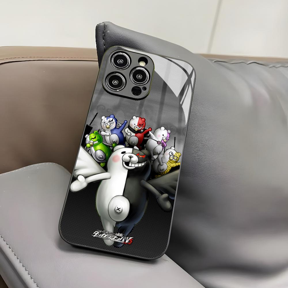 D-Danganronpa Monokuma Phone Case for Iphone 17 Air 16 15 14 12 11 13 Pro Max Mini X Xr Xs Puls Black Glass Cover