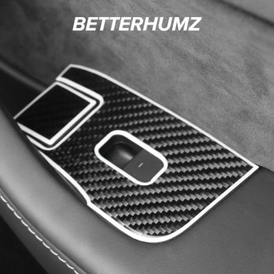 For Tesla Model 3 Y -2022 Carbon Fiber Car Window Lifter Switch Panel Cover Trim Stickers Auto Interior Tuning