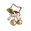 Christmas Jingle Bell Rustic Iron Door Hanging Star Bell with Bow Pine Picks Red Berry for Christmas Wreath Gift Wrapping Craft Home Decor