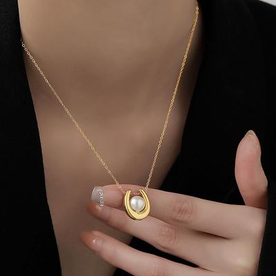 New 316L Stainless Steel Choker Pearl Necklaces for Women Gold Layered Chain Necklace Jewelry