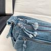 Women Denim Shoulder Bag Vintage Large Capacity Casual Tote Handbag with Multiple Pockets