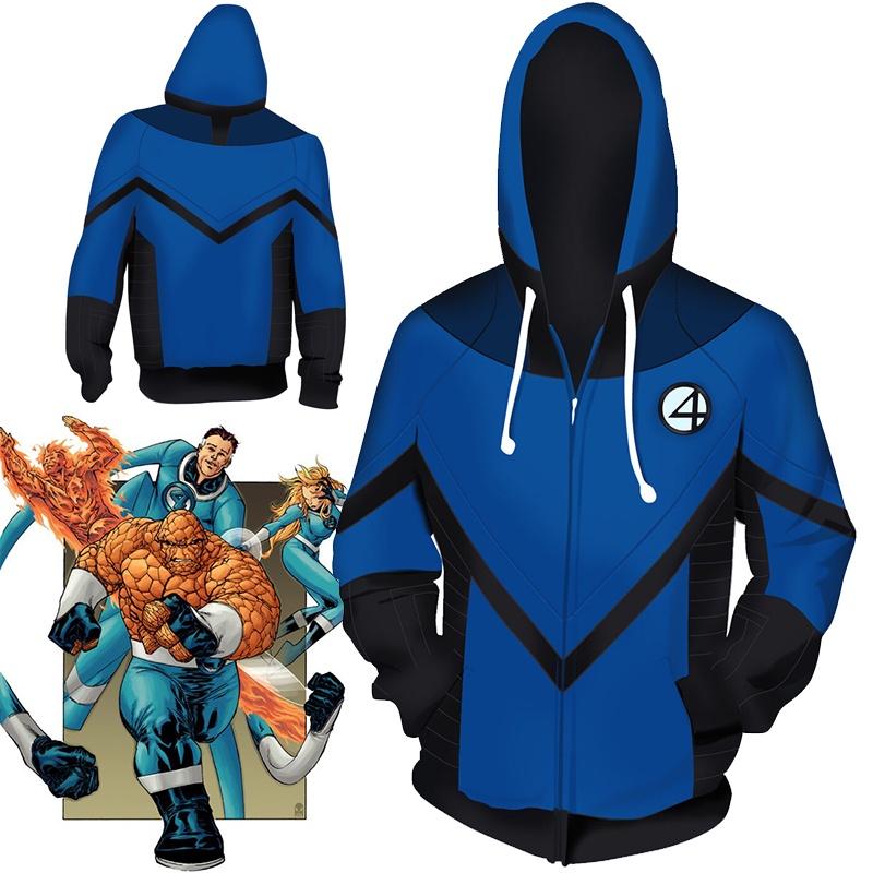 Zip Fantastic Four Hoodie Sweatshirt Sweater Unisex Cosplay Costume Coat Tops