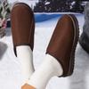 Fashion Comfortable round Toe Flat Bottom Cotton Boots Women's Slippers Winter Warm Fashionable Large Size Slip-On Booties