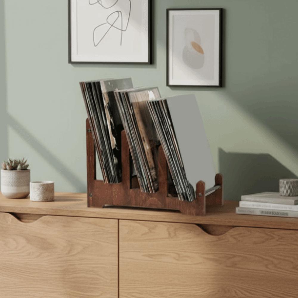 Grote Capaciteit Vinyl Platenhouder Houten CD Display Stand Magazine Organisatie Bureau Ornament