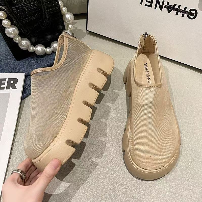 New piano sole heightened non-slip muffin mesh yarn breathable single shoes women summer one-pedal sandals women