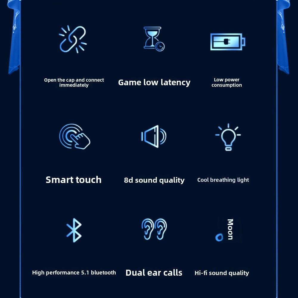 New Wireless Bluetooth Headset Dazzling Breath Light In-ear Sports Bluetooth Headset