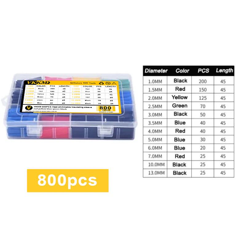 VKKM Multi-Color Heat Shrink Tubing Kit - 127-800PCS, Versatile Sizes and Colors for All Your Electrical and DIY Projects