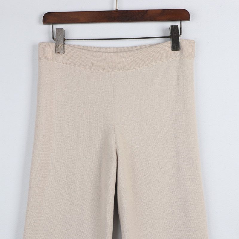 Home Spring New Foreign Trade European and American H Home Plus Size Women Clothing High-Waisted Trousers Knitted Trousers Wide Leg Pants Slim
