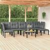 Vidaxl 8-Cz. Garden Lounge Set, Black-Grey, Poly Rattan