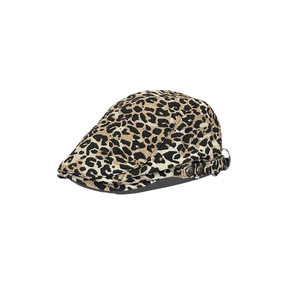 Leopard Print, Hat, Women, Autumn and Winter, Personalized Beret, Retro Ducktongue Hat, Women, Traveling, Fashionable Design