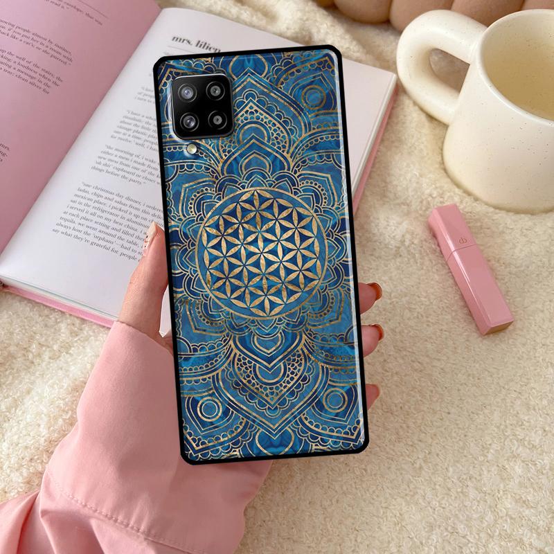 Květ života v lotosu pastelové zlaté pouzdro pro Samsung Galaxy A51 A71 A50 A70 A33 A53 A73 A12 A22 A32 A52 A72 A21S A52S kryt