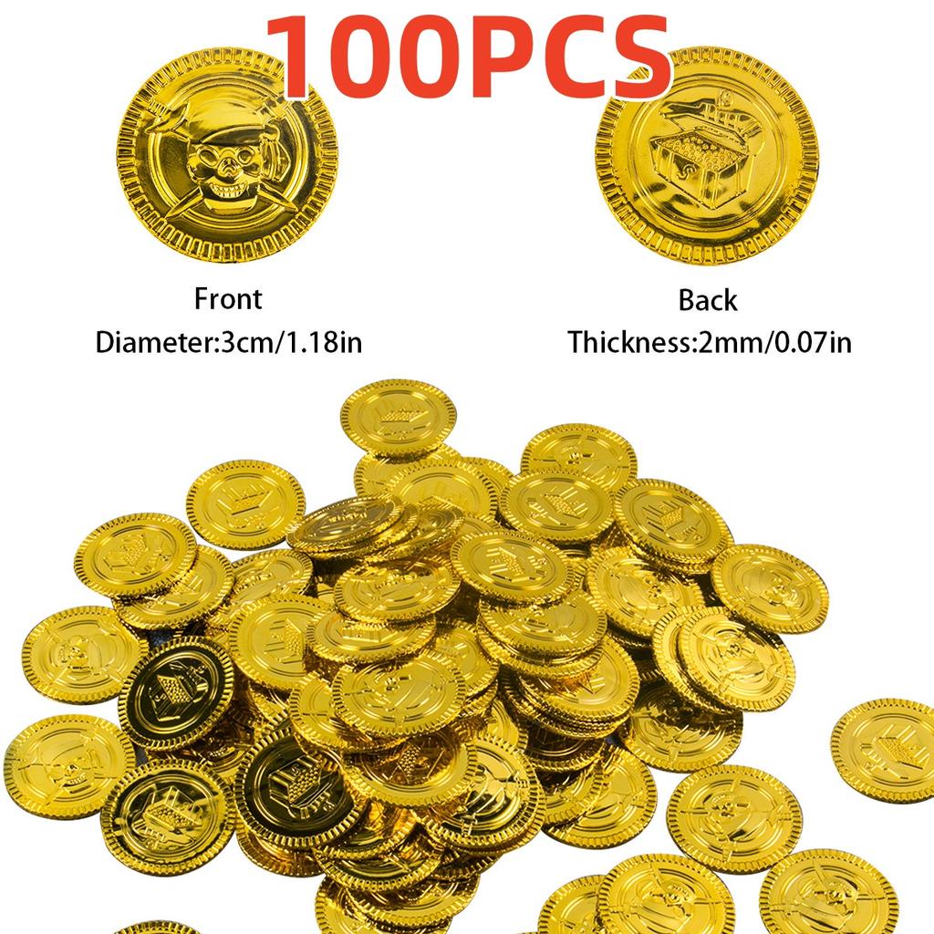 Pirate Treasure Chests Fake Gold Silver Copper Coins Gemstones Plastic Acrylic Toys Children Kids Gifts Halloween Party Props