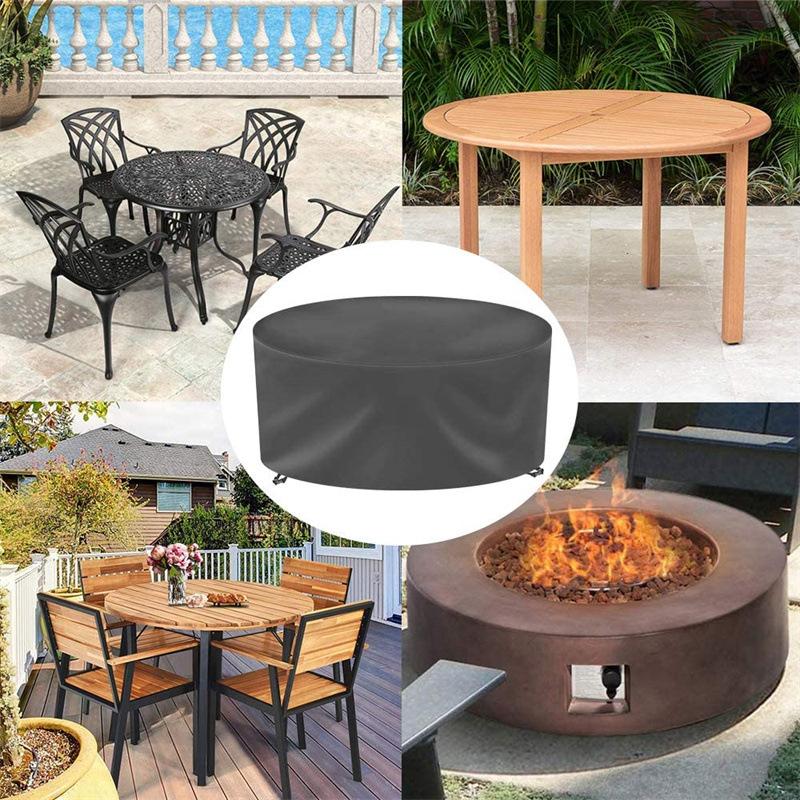 12 Sizes Round Furniture Cover 210D Heavy Duty Patio Furniture Covers Waterproof Dustproof Outdoor Table Chair Protective Cover