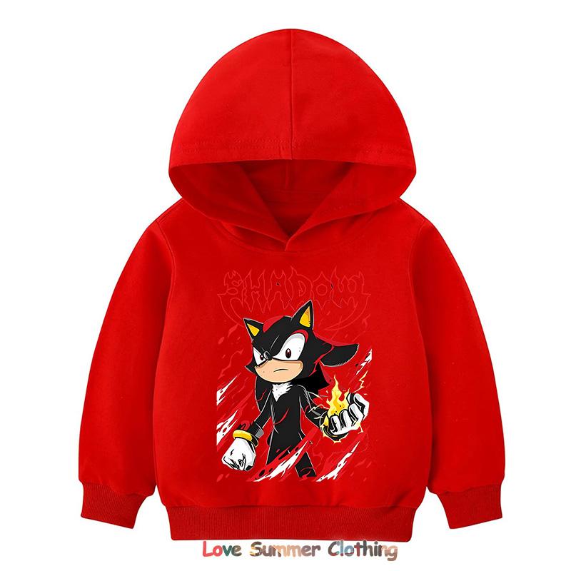 2025 Shadow Kids Hoodie Boys Pullover 4-14Yrs Girls Tops Hedgehog Long Sleeve Sweatshirt Polyester