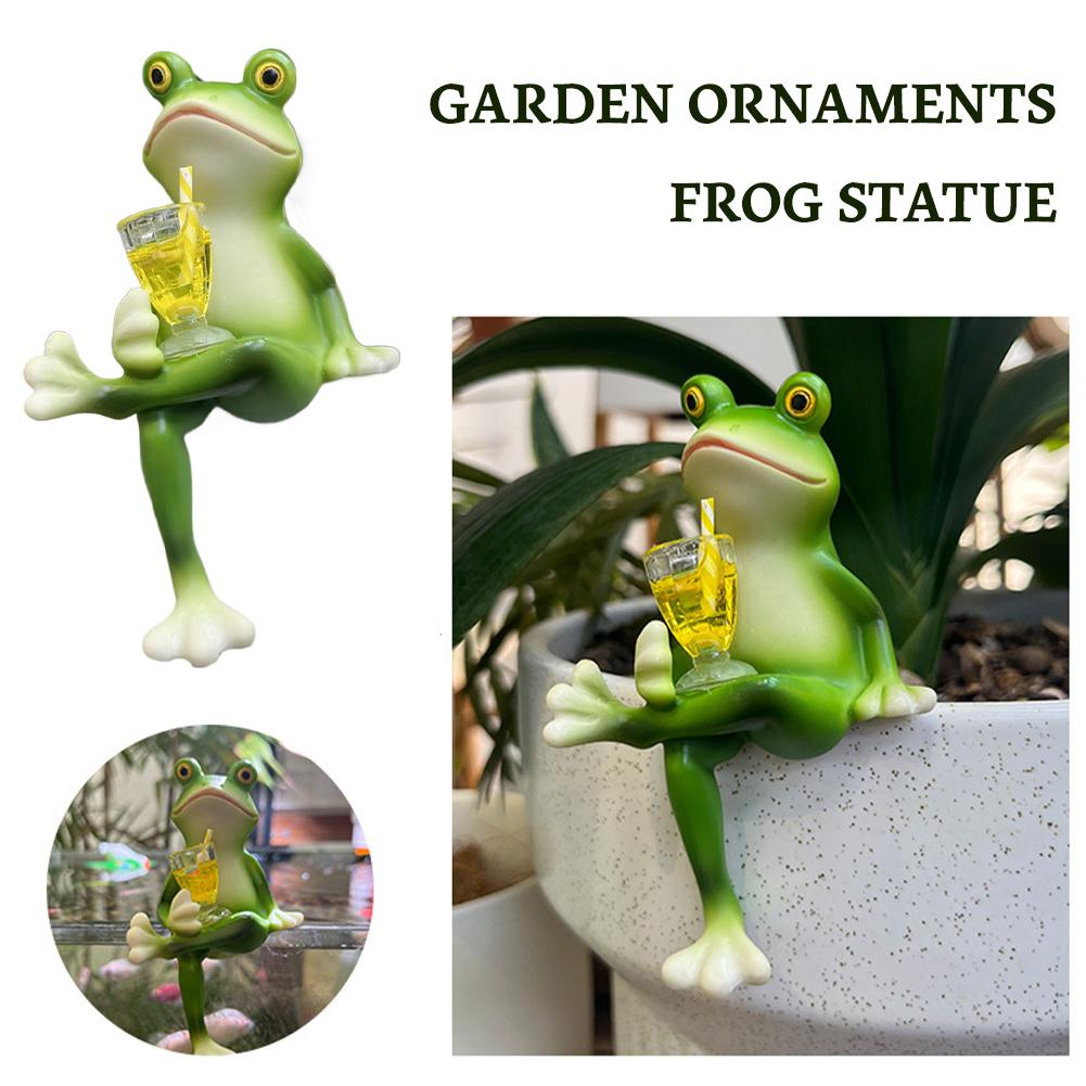 Frog Ornament Resin Decorative Cartoon Animal Hand-Painted Sitting Lying Standing Frog Figurine T6L8
