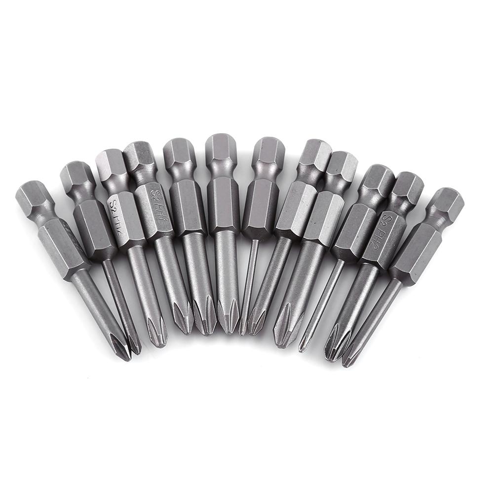 12pcs 50mm Length 1 4 Inch Hex Shank S2 Alloy Magnetic Cross Phillips Screwdriver Bit
