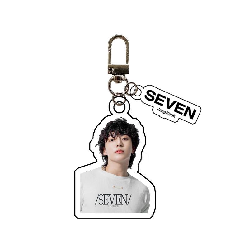 BTS Portachiavi Acrilico Solo SEVEN di Jung Kook, Portachiavi Double-Sided Foto Concept di Jungkook, Ciondolo Kawaii per Borsa, Merchandising Idol Regalo per Fan Kpop ARMY