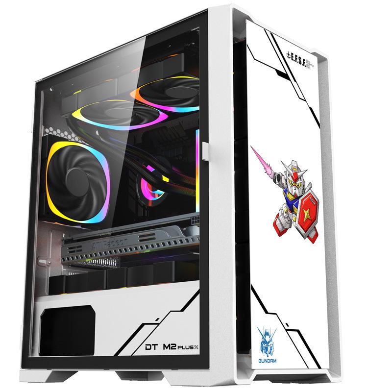 Wanjia Juechen Gundam-Themed Desktop Computer Case with Tempered Glass and Water Cooling Support