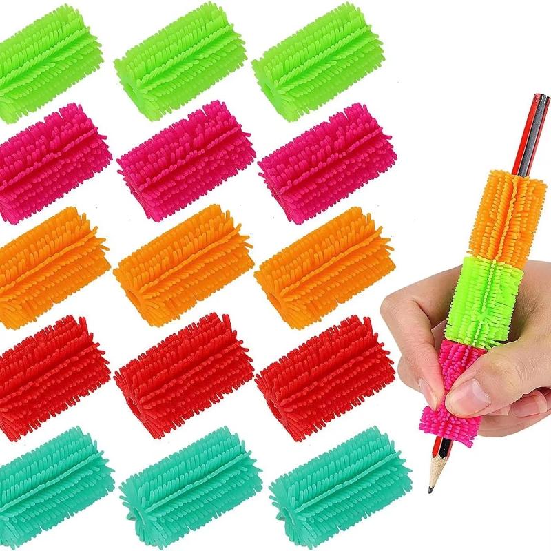 5Pcs Funy Vivid Silicone Pen Holder Writing Tool Press Plaything Furry Pencil Grasp Writing Decompress Aid Grip Stationery