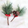 Mini Pine Needle Christmas Tree with Pine Cones and Simulated Flower Vine Accessories