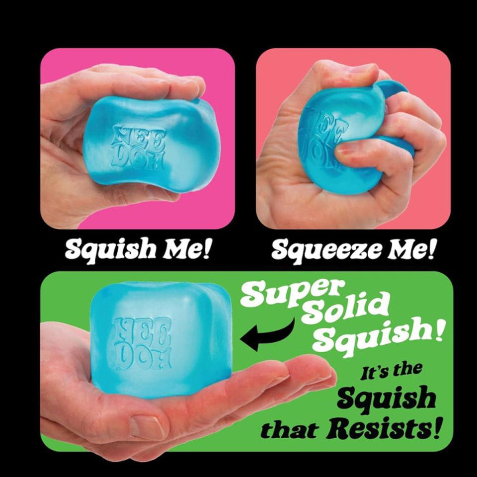 NeeDoh Nice Cube Squishy Stress Relief Toy Soft Cube Sensory Fidget Squeeze Ball for Kids Teens Adults Red Purple Blue