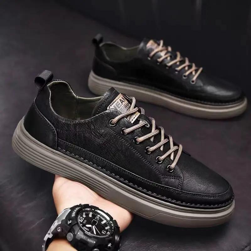 Fashion Classic Men's Sneakers Platform Slip On Casual Shoes for Men Leather Sneakers New Comfort Flat Shoes Spring Men's Loafers Shoes